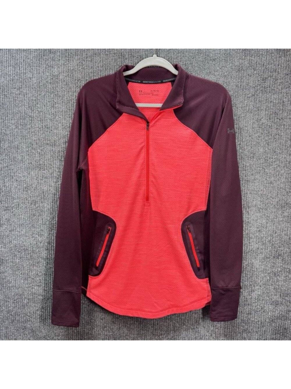 Under Armour Cold Gear Reactor 1/2 Zip Pullover Womens XL Fitted Zip Pockets